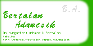 bertalan adamcsik business card